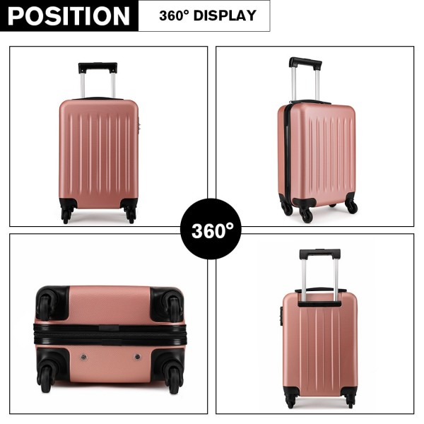 K1872L - Kono 19 Inch ABS Hard Shell Carry On Luggage 4 Wheel Spinner Suitcase - Nude