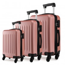K1872L - Kono 19-24-28 Inch ABS Hard Shell Luggage 4 Wheel Spinner Suitcase Set - Nude