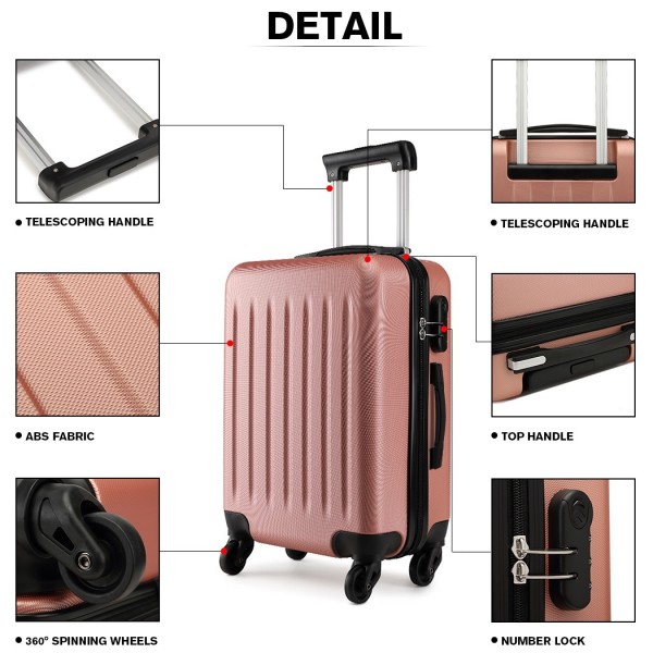 K1872L - Kono 24 Inch ABS Hard Shell Luggage 4 Wheel Spinner Suitcase - Nude