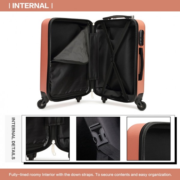 K1872L - Kono 24 Inch ABS Hard Shell Luggage 4 Wheel Spinner Suitcase - Nude