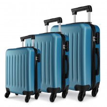 K1872L - Kono 19-24-28 Inch ABS Hard Shell Luggage 4 Wheel Spinner Suitcase Set - Navy