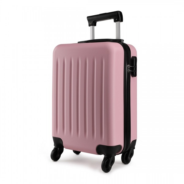 K1872L - Kono 19 Inch ABS Hard Shell Carry On Luggage 4 Wheel Spinner Suitcase - Pink