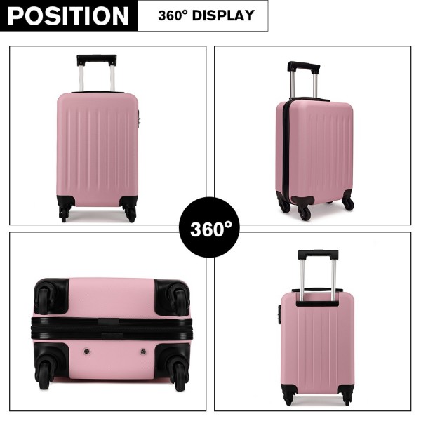 K1872L - Kono 19 Inch ABS Hard Shell Carry On Luggage 4 Wheel Spinner Suitcase - Pink