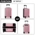 K1872L - Kono 19 Inch ABS Hard Shell Carry On Luggage 4 Wheel Spinner Suitcase - Pink