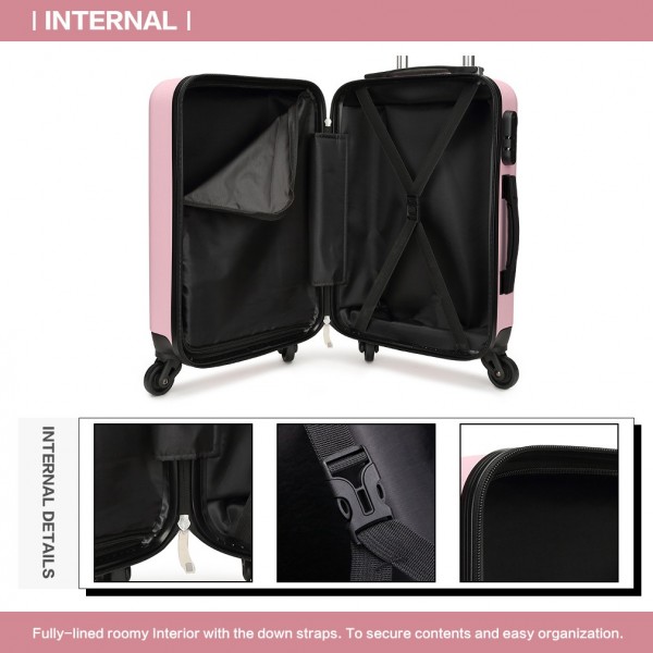 K1872L - Kono 24 Inch ABS Hard Shell Luggage 4 Wheel Spinner Suitcase - Pink