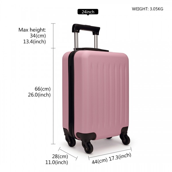 K1872L - Kono 24 Inch ABS Hard Shell Luggage 4 Wheel Spinner Suitcase - Pink