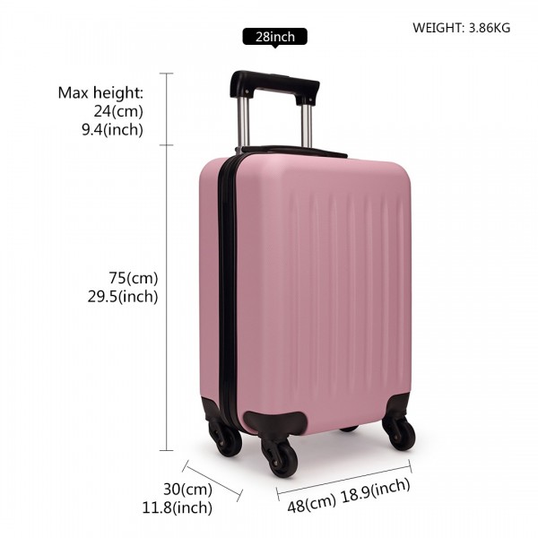 K1872L - Kono 28 Inch ABS Hard Shell Luggage 4 Wheel Spinner Suitcase - Pink