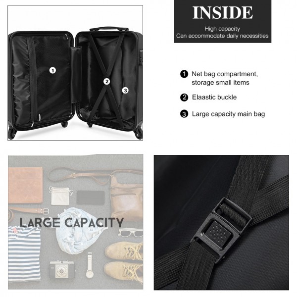 K1991-1L - Kono 19 Inch Horizontal Design ABS Hard Shell Suitcase With TSA Lock - Black