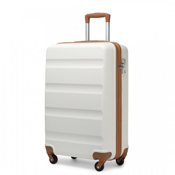 K1991-1L - Kono 19 Inch Horizontal Design ABS Hard Shell Suitcase With TSA Lock - Cream
