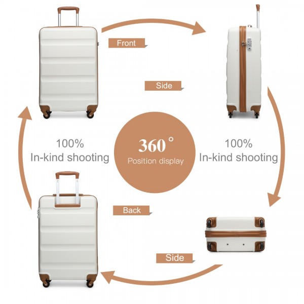 K1991-1L - Kono 19 Inch Horizontal Design ABS Hard Shell Suitcase With TSA Lock - Cream