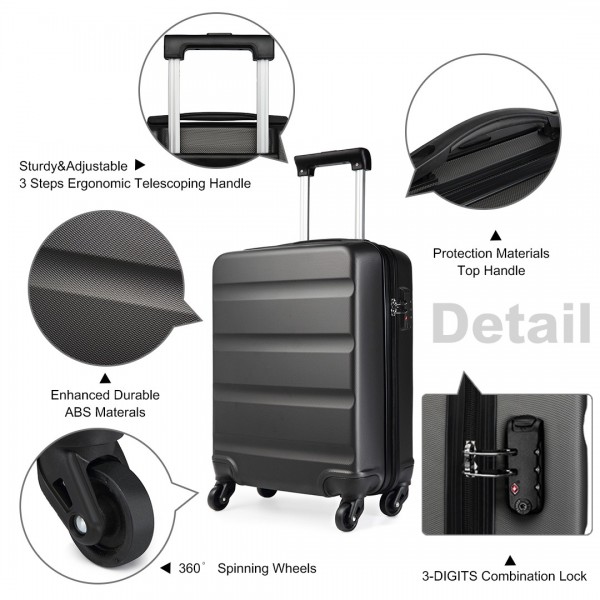 K1991-1L - Kono 19 Inch Horizontal Design ABS Hard Shell Suitcase With TSA Lock - Grey