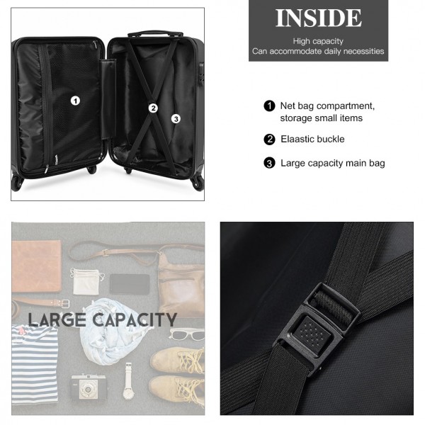 K1991-1L - Kono 19 Inch Horizontal Design ABS Hard Shell Suitcase With TSA Lock - Grey