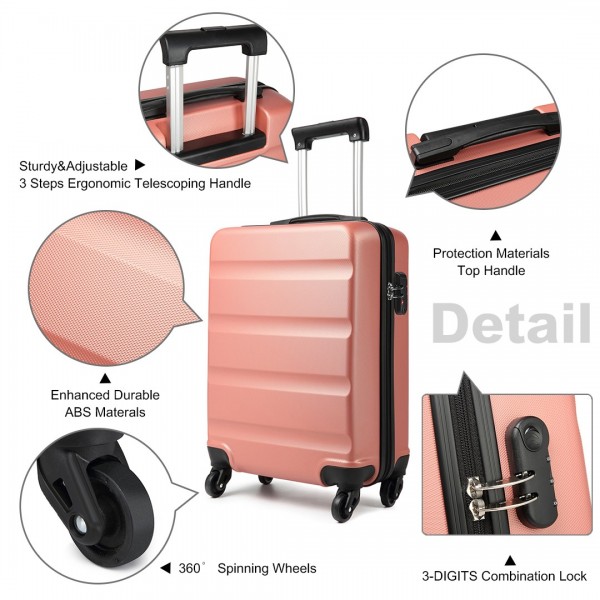 K1991-1L - Kono 19 Inch Horizontal Design ABS Hard Shell Suitcase With TSA Lock - Nude