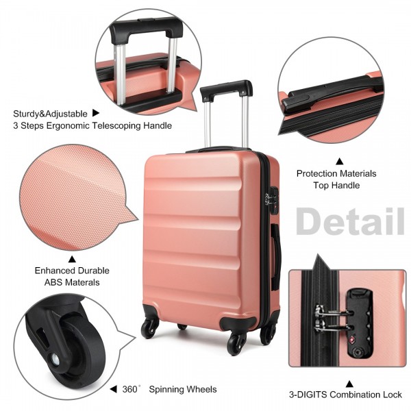 K1991-1L - Kono 24 Inch Horizontal Design ABS Hard Shell Suitcase With TSA Lock - Nude