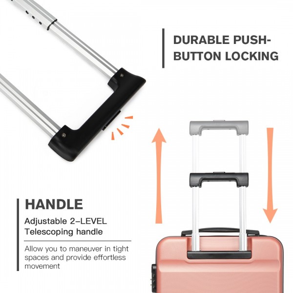 K1991-1L - Kono 24 Inch Horizontal Design ABS Hard Shell Suitcase With TSA Lock - Nude