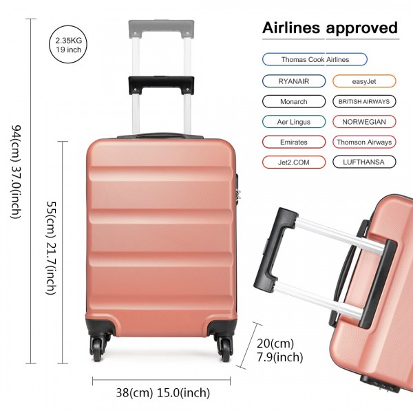 K1991-1L - Kono 19 Inch Horizontal Design ABS Hard Shell Suitcase With TSA Lock - Nude K1991-1L - Kono 19 Inch Horizontal Design ABS Hard Shell Suitcase With TSA Lock - Nude