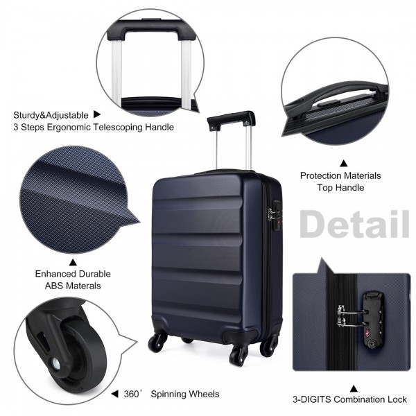 K1991-1L - Kono 19 Inch Horizontal Design ABS Hard Shell Suitcase With TSA Lock - Navy
