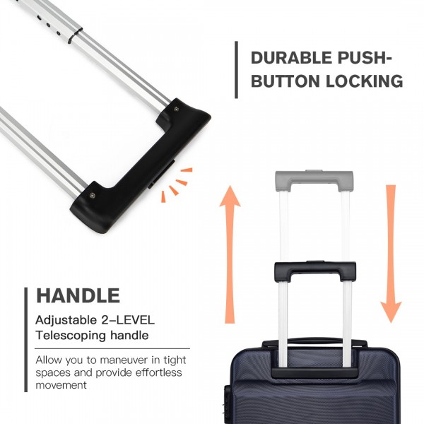 K1991-1L - Kono 19 Inch Horizontal Design ABS Hard Shell Suitcase With TSA Lock - Navy