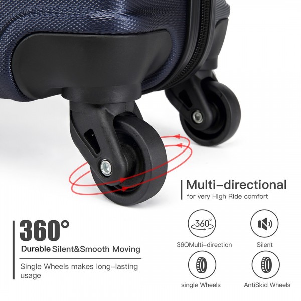 K1991-1L - Kono 19 Inch Horizontal Design ABS Hard Shell Suitcase With TSA Lock - Navy