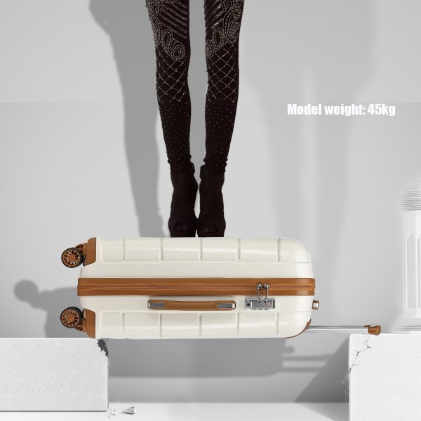 K1997L - KONO 20-24-28” HARD SHELL PP SUITCASE SET - CREAM