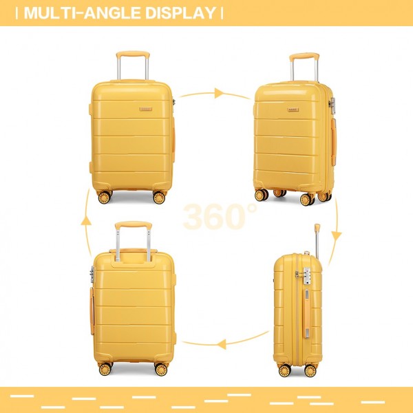 K1997L - KONO 20-24-28” HARD SHELL PP SUITCASE SET - YELLOW