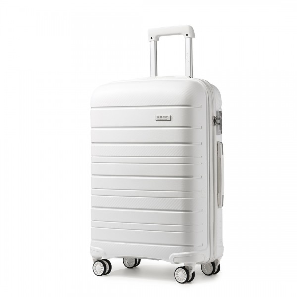 K2091L - Kono 24-Zoll-Hartschalen-PP-Koffer mit Multi-Textur - Classic Collection - Weiß