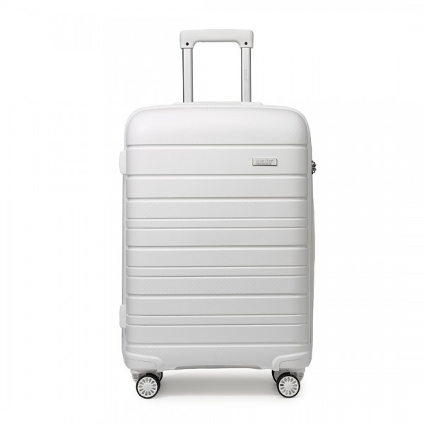 K2091L - Kono 24-Zoll-Hartschalen-PP-Koffer mit Multi-Textur - Classic Collection - Weiß