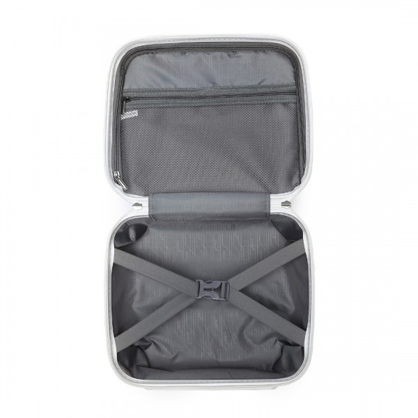 K2091L - Kono 14 Zoll Multi Textur Harte Schale PP Schminkkoffer - Klassische Kollektion - Weiß