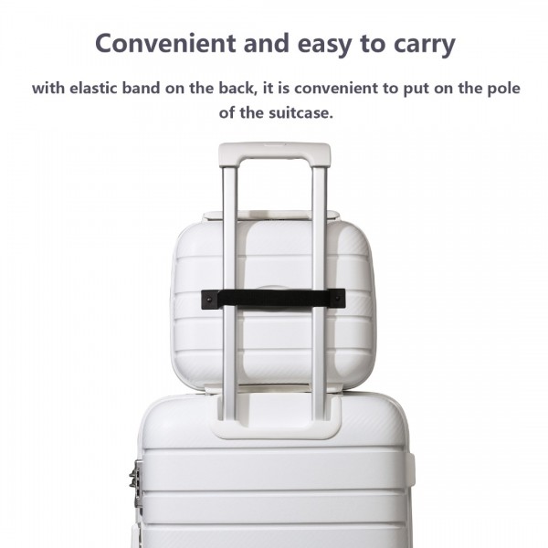 K2091L - Kono 14 Zoll Multi Textur Harte Schale PP Schminkkoffer - Klassische Kollektion - Weiß