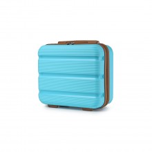 K2092L - Kono 14 Inch Bright Hard Shell PP Vanity Case - Blue and Brown