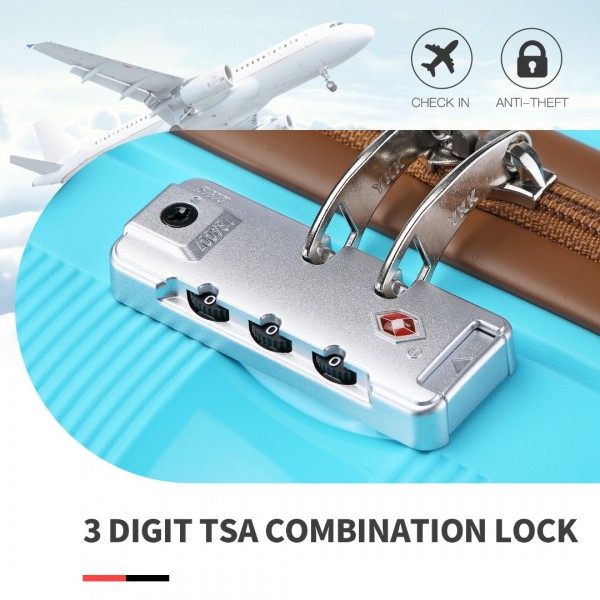 K2092L - Kono Bright Hard Shell PP Suitcase With TSA Lock And Vanity Case 4 Pieces Set - Classic Collection - Blue and Brown