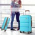 K2092L - Kono Bright Hard Shell PP Suitcase With TSA Lock And Vanity Case 4 Pieces Set - Classic Collection - Blue and Brown