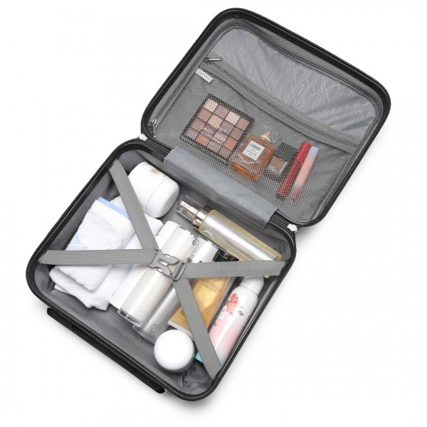 K2092L - Kono 14 Inch Bright Hard Shell PP Vanity Case - Black