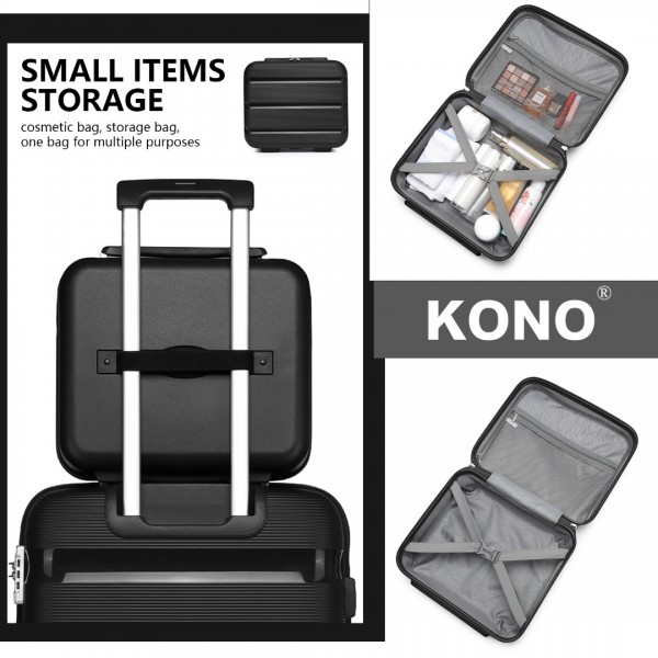 K2092L - Kono 14 Inch Bright Hard Shell PP Vanity Case - Black