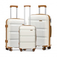K2092L - Kono Bright Hard Shell PP Suitcase 3 Pieces Set - Classic Collection - Cream