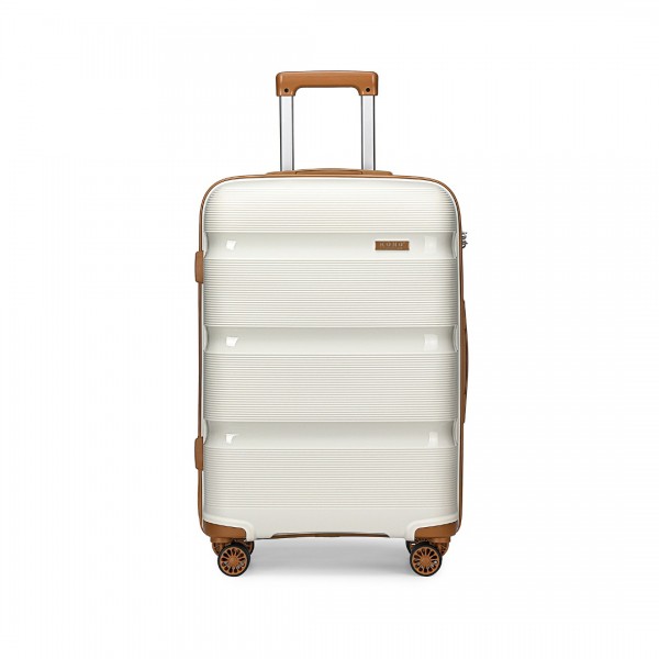 K2092L - Kono 24 Inch Bright Hard Shell PP Suitcase - Classic Collection - Cream