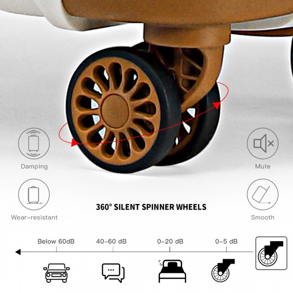 K2092L - Kono Bright Hard Shell PP Suitcase With TSA Lock And Vanity Case 4 Pieces Set - Classic Collection - Cream