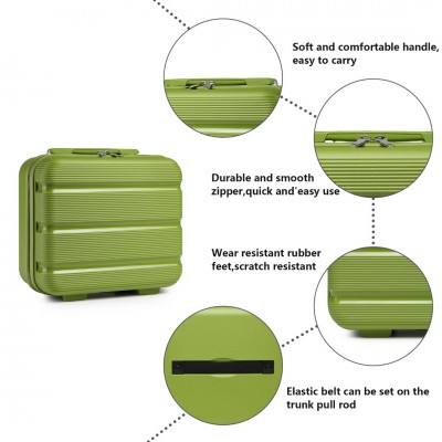 K2092L - Kono 14 Inch Bright Hard Shell PP Vanity Case - Green