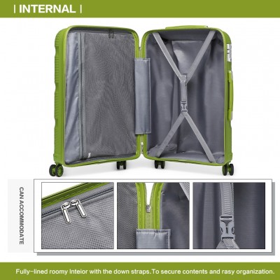 K2092L - Kono 20 Inch Bright Hard Shell PP Carry-On Suitcase In