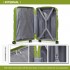 K2092L - Kono Bright Hard Shell PP Suitcase With TSA Lock And Vanity Case 4 Pieces Set - Classic Collection - Green