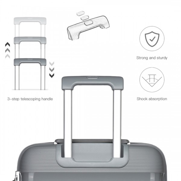K2092L - Kono Helles Hartschale PP-Koffer Mit TSA-Schloss und Schminkkoffer 4er Set - Klassische Kollektion - Grau