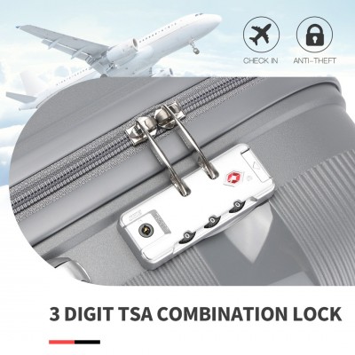 K2092L - Kono Bright Hard Shell PP Suitcase With TSA Lock And