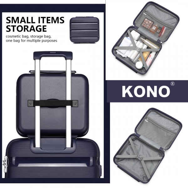 K2092L - Kono 14 Inch Bright Hard Shell PP Vanity Case - Navy