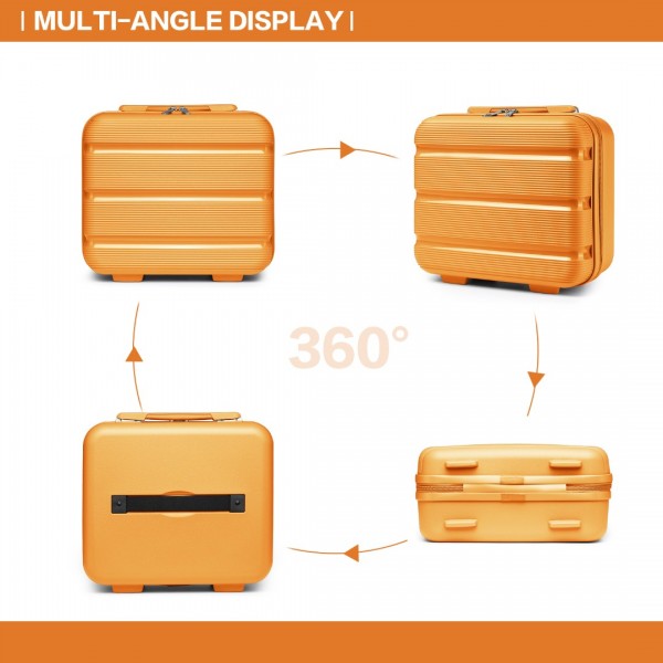 K2092L - Kono Bright Hard Shell PP Suitcase With TSA Lock And Vanity Case 4 Pieces Set - Classic Collection - Orange
