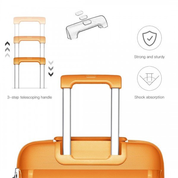 K2092L - Kono Bright Hard Shell PP Suitcase With TSA Lock And Vanity Case 4 Pieces Set - Classic Collection - Orange