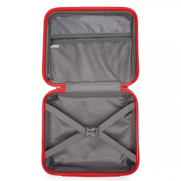 K2092L - Kono Helles Hartschale PP-Koffer Mit TSA-Schloss und Schminkkoffer 4er Set - Klassische Kollektion - Rot