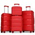 K2092L - Kono Helles Hartschale PP-Koffer Mit TSA-Schloss und Schminkkoffer 4er Set - Klassische Kollektion - Rot