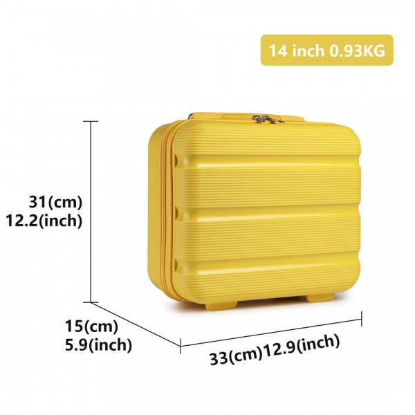 K2092L - Kono 14 Inch Bright Hard Shell PP Vanity Case - Yellow