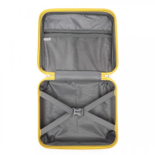 K2092L - Kono Bright Hard Shell PP Suitcase With TSA Lock And Vanity Case 4 Pieces Set - Classic Collection - Yellow