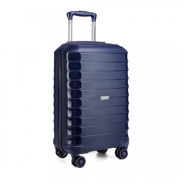 K2093 - Kono Cabin Size Classic Collection Polypropylene Luggage with Charging Interface - Navy Blue